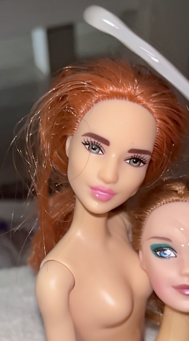 Redhead Barbie slutty Barbie and Blonde Barbie cumshot