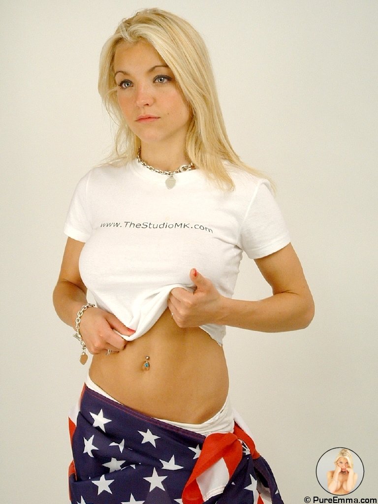 Hot babe wearing are flag