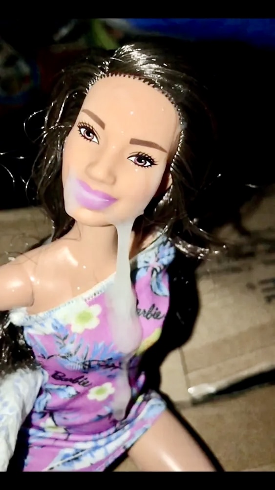 2021 dark hair Barbie doll facial cumslut