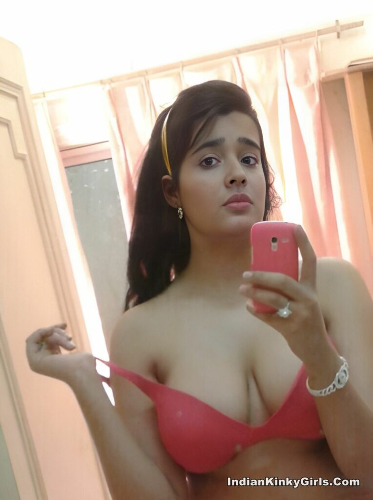 Indian cute girl selfie in mirror