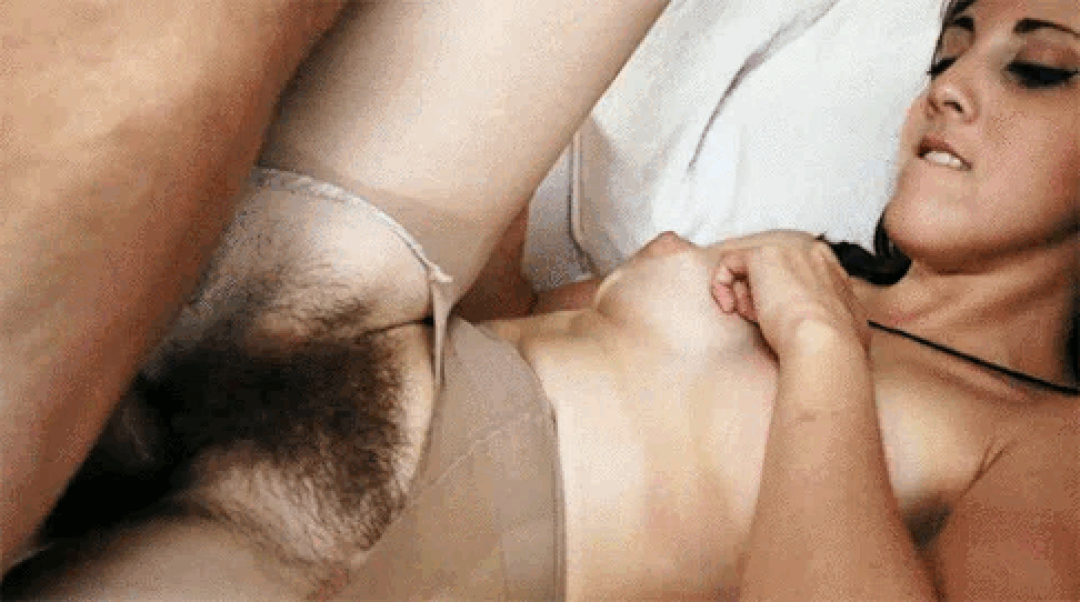 Cute Brunette Girl Fucked and Cummed on her Hairy Pussy