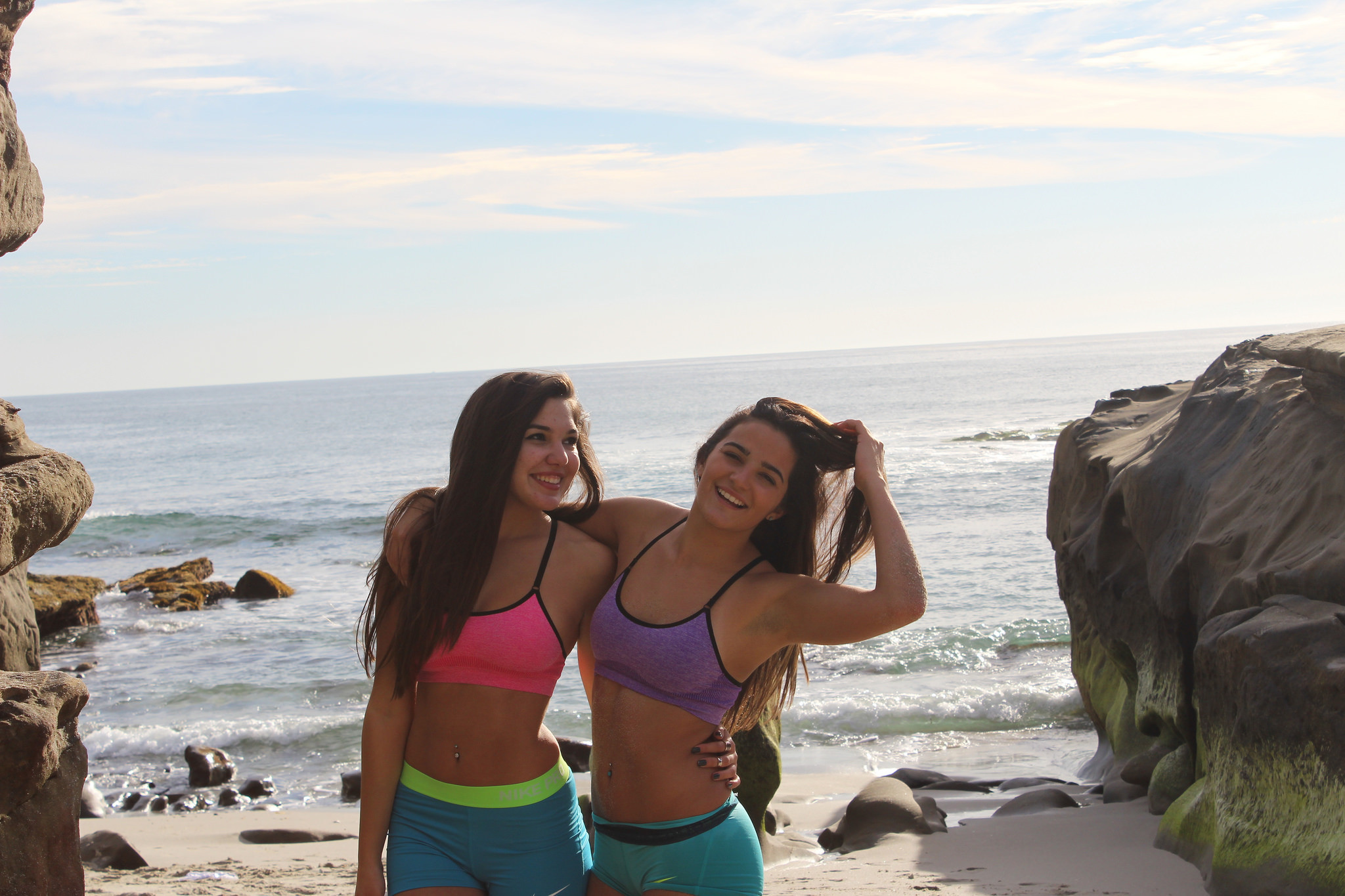 Two Hot Bikini and Spandex Teens Posing