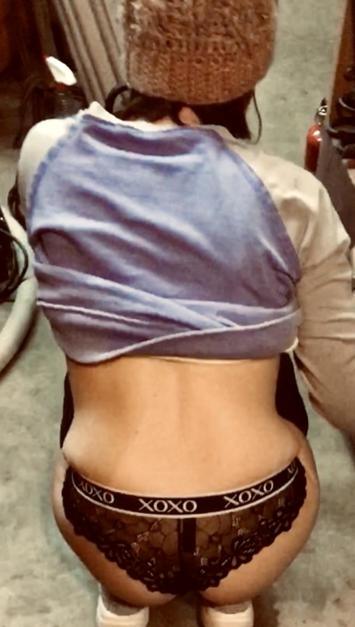 Sexy wife posing in her panties in front of friends