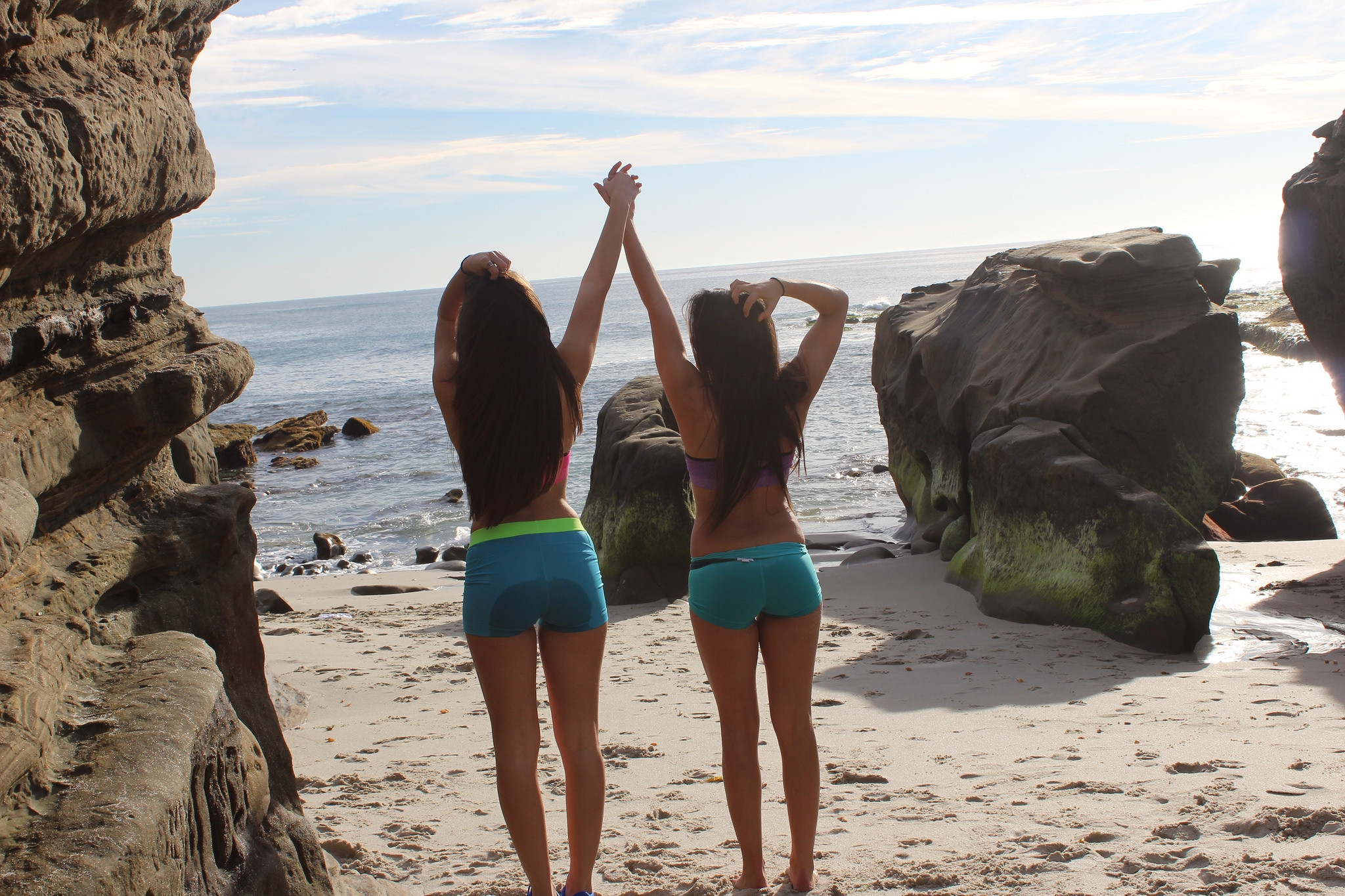 Two Hot Bikini and Spandex Teens Posing