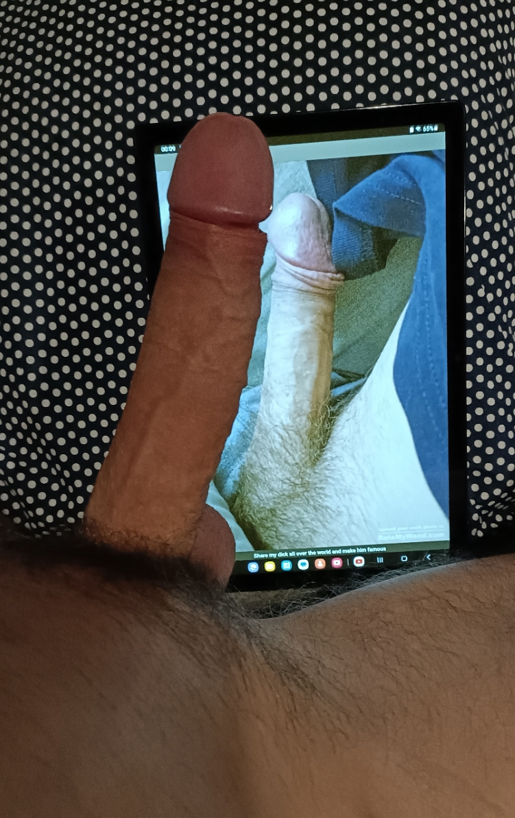 Cumtributes with my dick on tablet