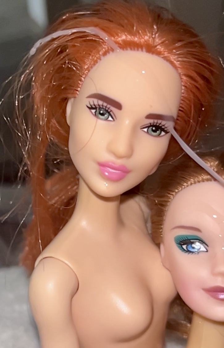 Redhead Barbie slutty Barbie and Blonde Barbie cumshot