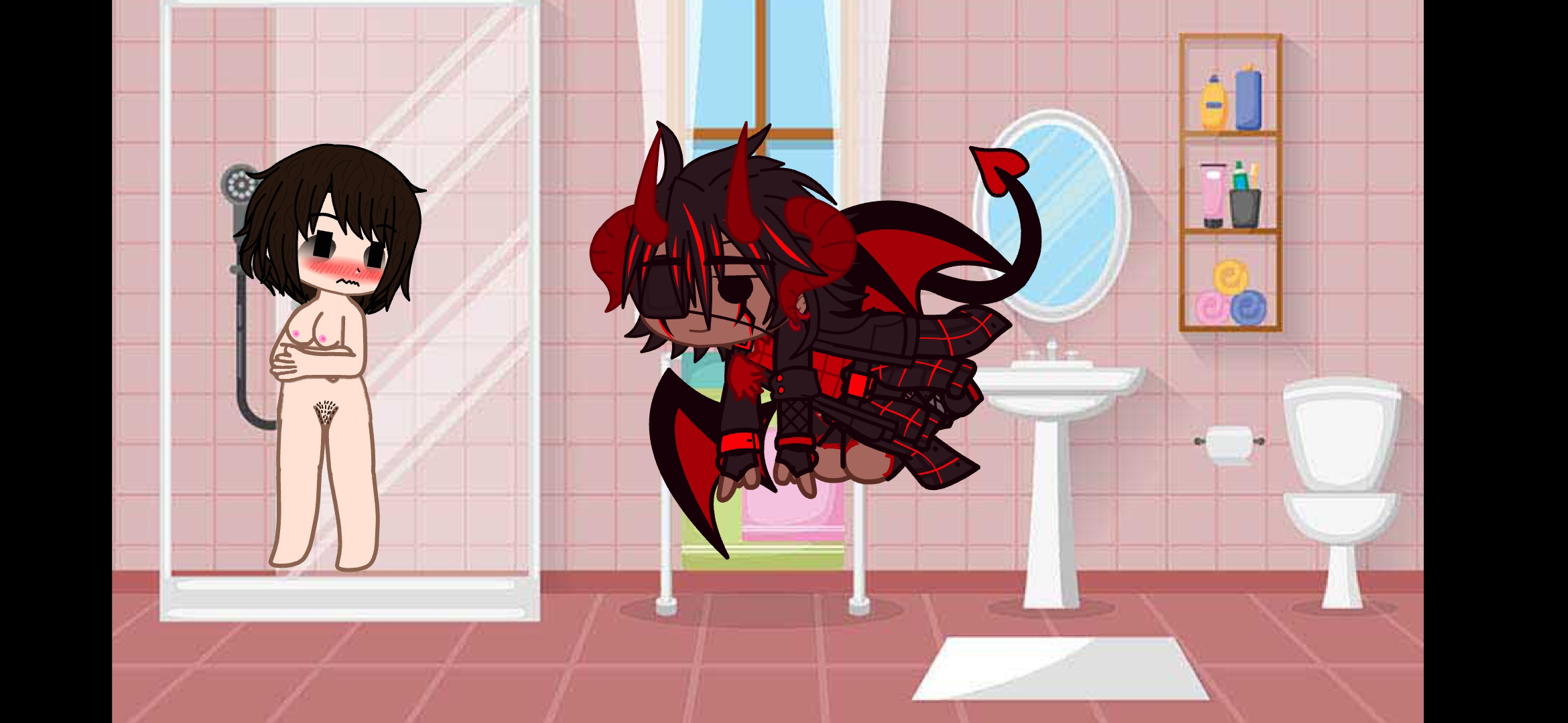 wilsa chan no banheiro com um demônio