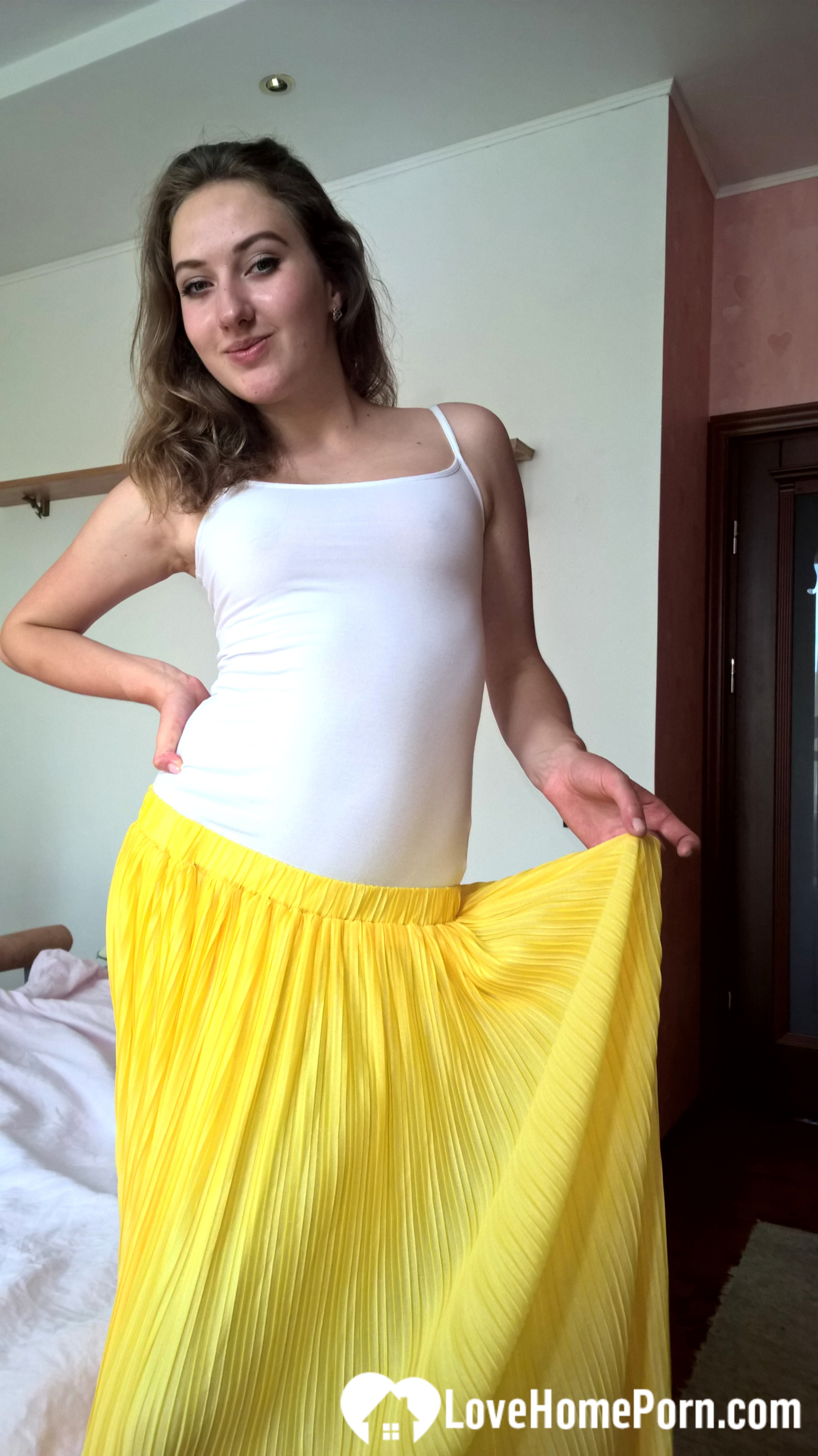Nerdy cutie tries on some sexy clothes