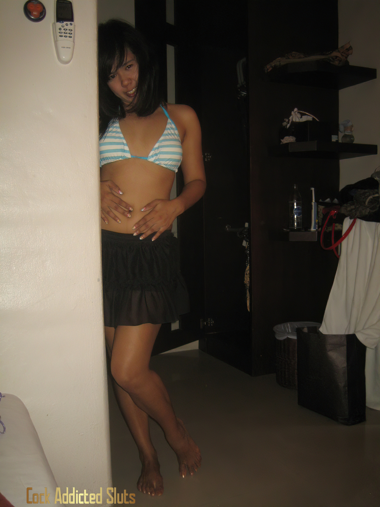 Flat Thai teen in bikini showing small tits