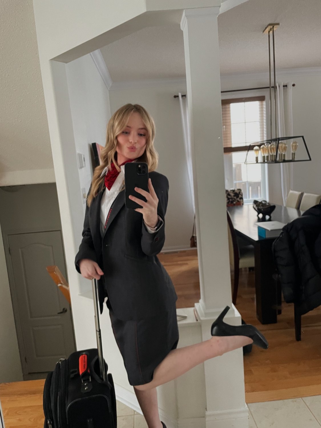 Sexy Blonde Flight Attendant Aniela