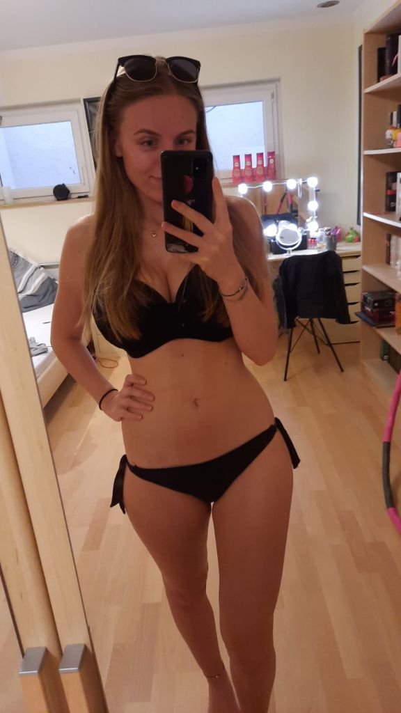 Blonde GF Carina Shows Her Big Tits