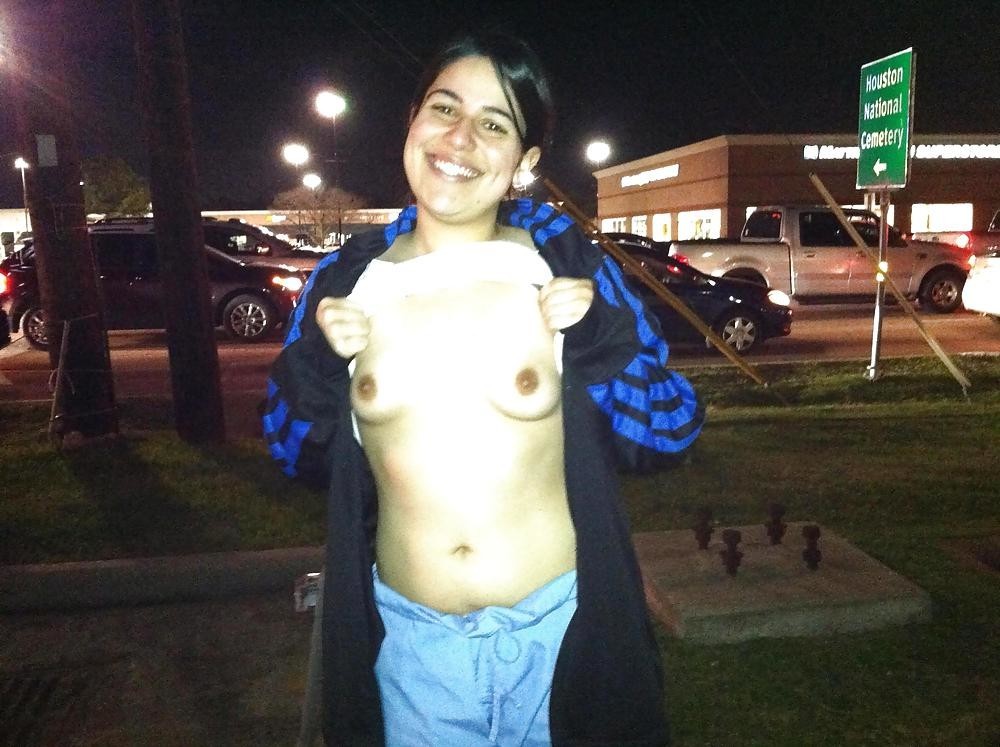 Latina Exhibitionist Naked in Public Flashing