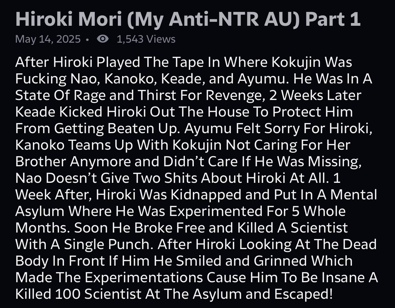 N/Y Becomes Hiroki Mori (My Anti-NTR AU)